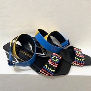Kat Maconie Women's Multicolor Studded Buckle Block Heel Sandals Size 8